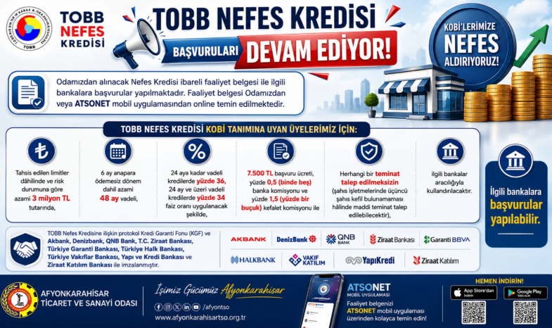 TOBB NEFES KREDİSİ BAŞVURULARI DEVAM EDİYOR